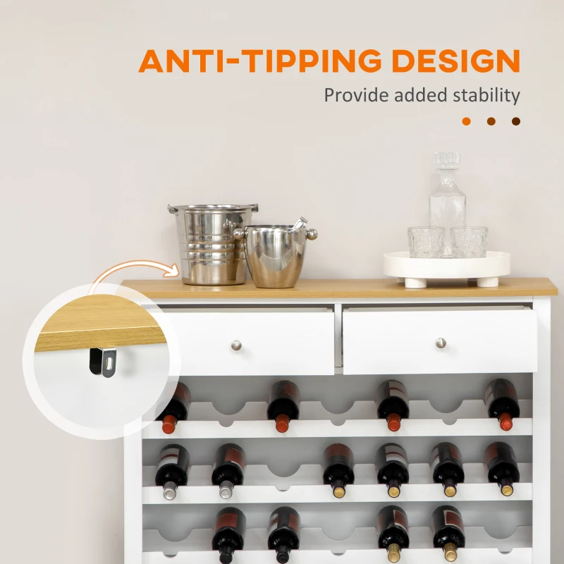 HOMCOM Modern Wine Storage Cabinet with Drawers, White