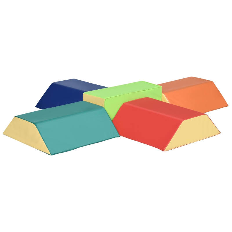 Qaba 5-Piece Soft Play Equipment, Large Baby Foam Playset for Creativity and Shape Discovery with Easy-to-Clean Surface, Toddler Educational Toy for 1+ Year Old Girls & Boys