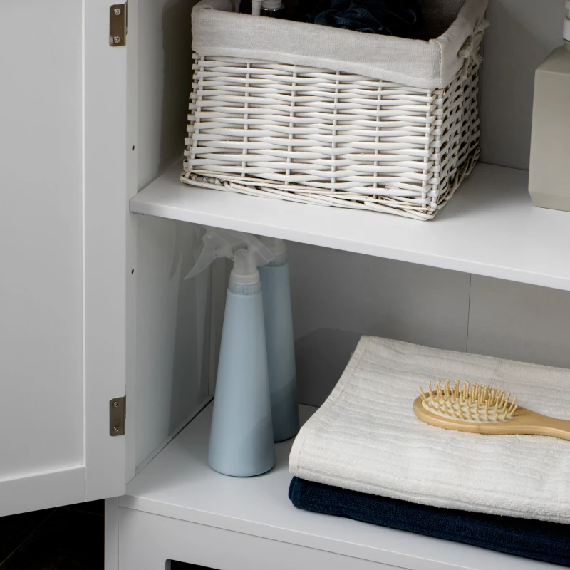 kleankin Bathroom Cabinet Organizer, Freestanding Small Storage Cabinet with Drawer and Adjustable Shelf for Living Room, or Entryway, White