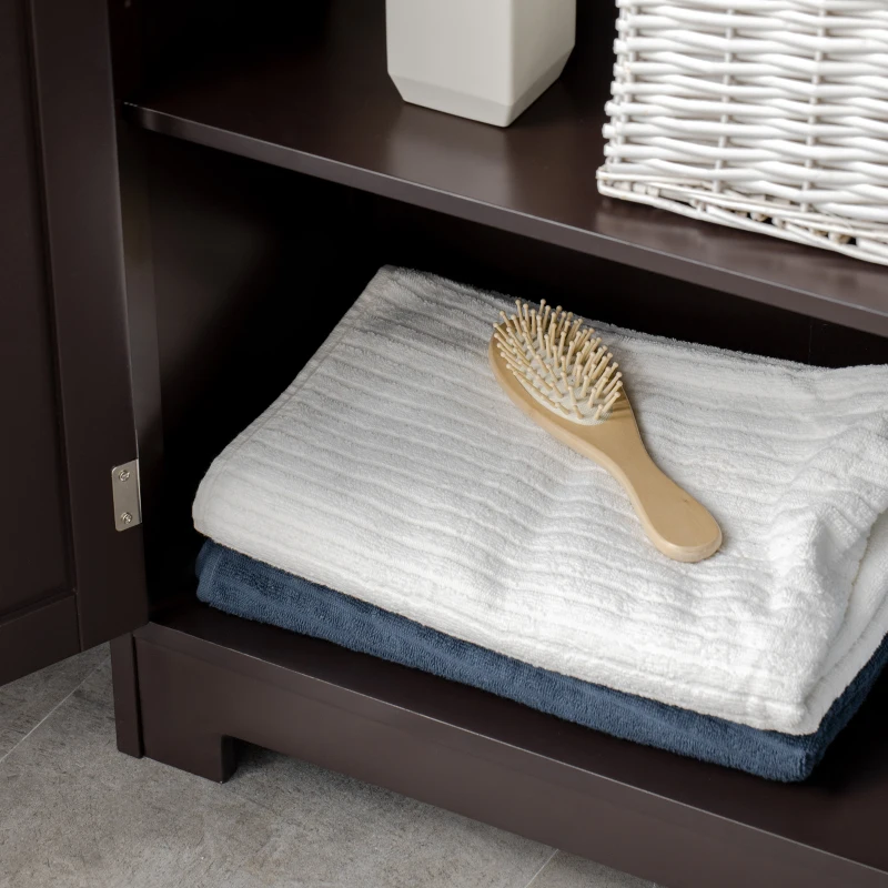 kleankin Modern Bathroom Floor Cabinet, Free Standing Storage Cabinet, Linen Cabinet with Drawer and Adjustable Shelf, Brown