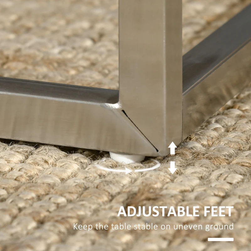 HOMCOM Square Coffee Table with Faux Marble Tabletop, Low Table for Sitting on The Floor, Stainless Steel Frame for Living Room, White