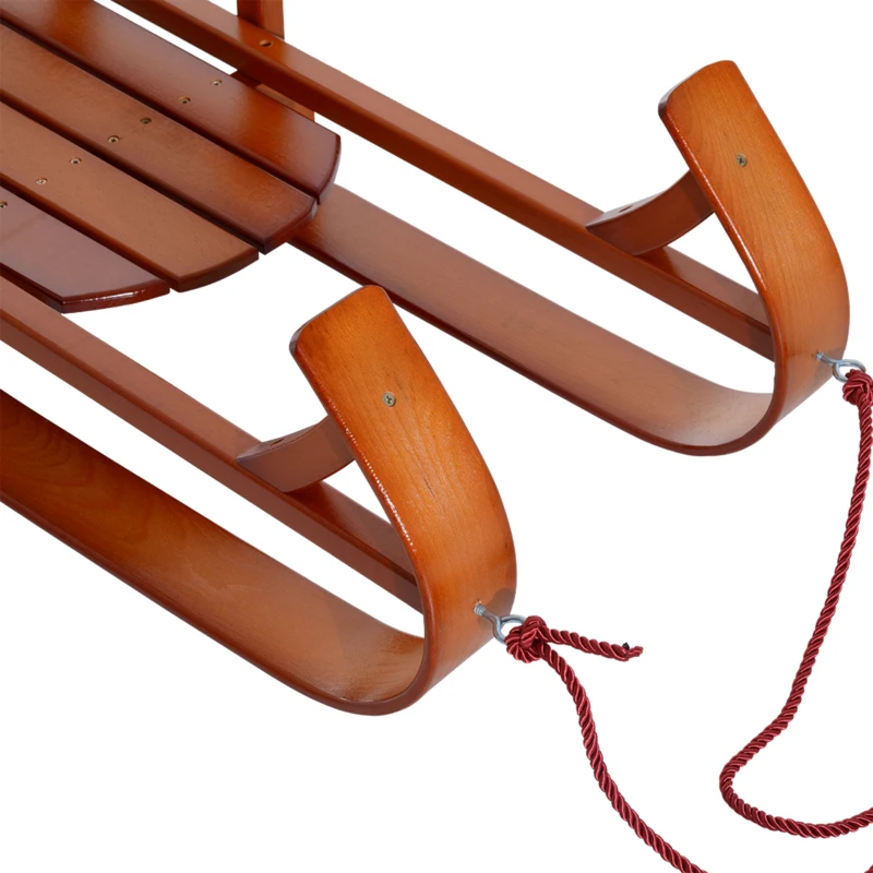 Qaba Baby Sleigh Snow Sled Children Wooden Sledge Ski Sliding