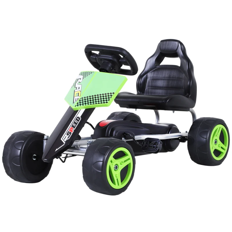 Aosom Kids Go Kart Pedal Powered Racing Style Durable Children Toddlers Ride on Car Outdoor Racer Perfect Toys Gift for 3 years, for Boys and Girls, Green