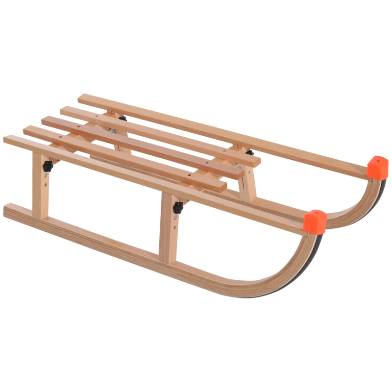 HOMCOM Baby Sleigh Wooden Snow Sled Folding Ski Sliding Outdoor Sport