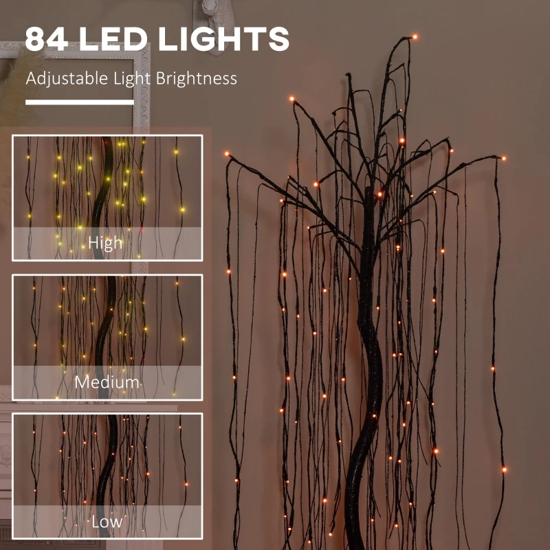 HOMCOM 5 ft Artificial Willow Tree Light with Pre-Lit LED Light for Home Party, Indoor and Covered Outdoor Use