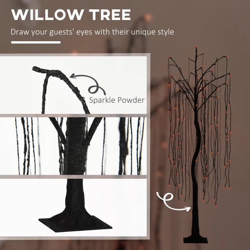 HOMCOM 5 ft Artificial Willow Tree Light with Pre-Lit LED Light for Home Party, Indoor and Covered Outdoor Use