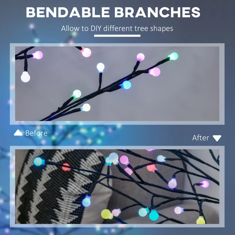 HOMCOM 6 ft. Artificial Tree Light with 180 Color Changing LED Lights for Home Parties, Indoor and Covered Outdoor Use