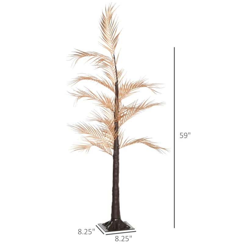 HOMCOM 5 ft Artificial Palm Tree Light with Pre-Lit LED Light for Home Party, Indoor and Covered Outdoor Use