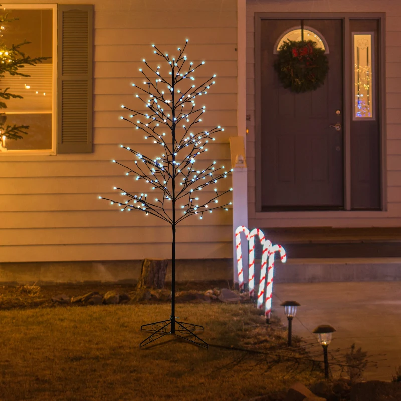 HOMCOM 6 ft. Artificial Tree Light with 180 Color Changing LED Lights for Home Parties, Indoor and Covered Outdoor Use