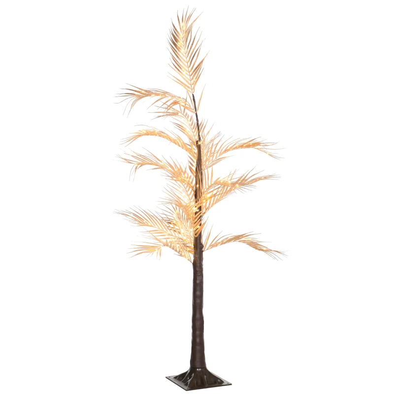 HOMCOM 5 ft Artificial Palm Tree Light with Pre-Lit LED Light for Home Party, Indoor and Covered Outdoor Use