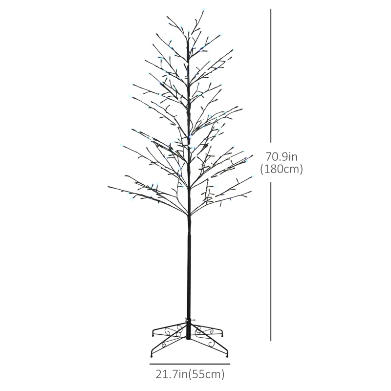 HOMCOM 6 ft. Artificial Tree Light with 180 Color Changing LED Lights for Home Parties, Indoor and Covered Outdoor Use