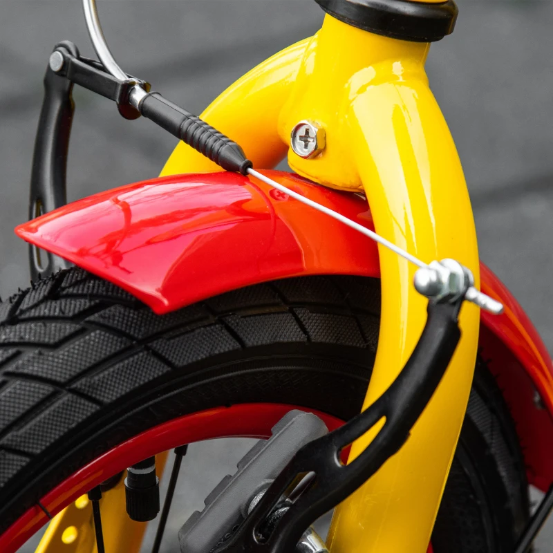 Aosom Kids Kick Scooter Adjustable Height, Front Rear Dual Brakes, 12-Inch Inflatable Rubber Wheels, for 5+ Years, Yellow