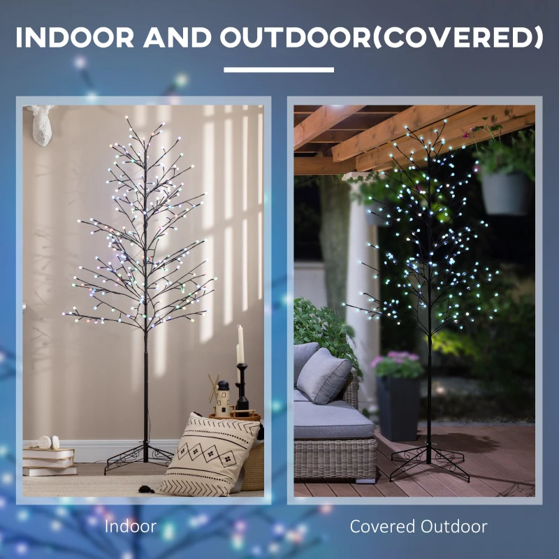 HOMCOM 6 ft. Artificial Tree Light with 180 Color Changing LED Lights for Home Parties, Indoor and Covered Outdoor Use