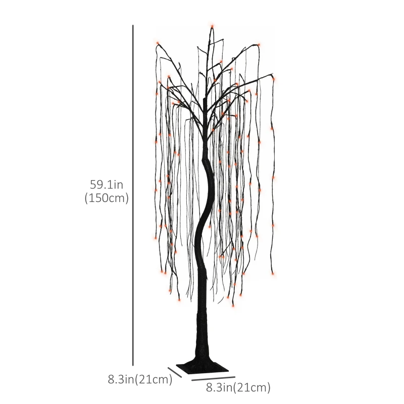HOMCOM 5 ft Artificial Willow Tree Light with Pre-Lit LED Light for Home Party, Indoor and Covered Outdoor Use