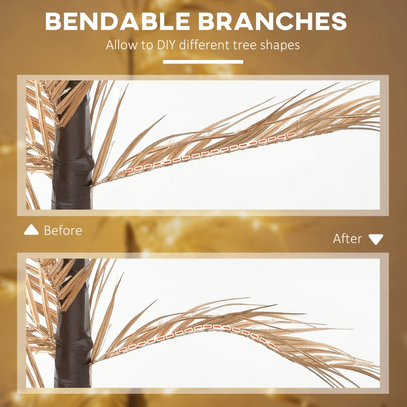 HOMCOM 5 ft Artificial Palm Tree Light with Pre-Lit LED Light for Home Party, Indoor and Covered Outdoor Use