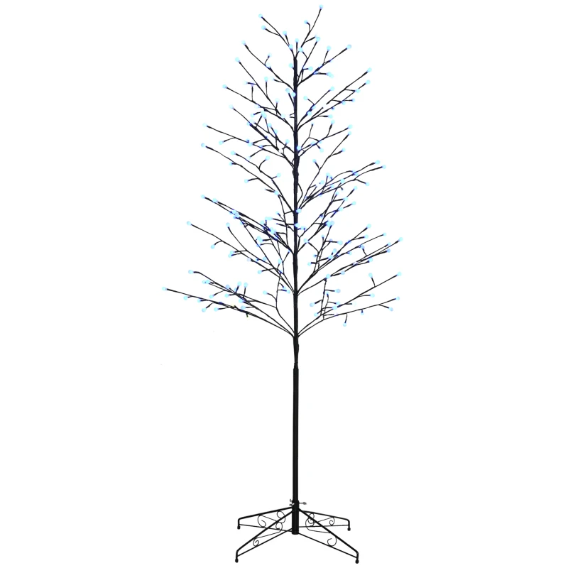 HOMCOM 6 ft. Artificial Tree Light with 180 Color Changing LED Lights for Home Parties, Indoor and Covered Outdoor Use