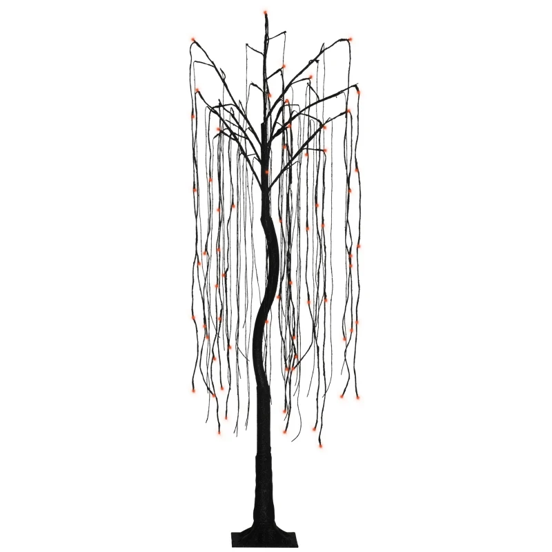 HOMCOM 5 ft Artificial Willow Tree Light with Pre-Lit LED Light for Home Party, Indoor and Covered Outdoor Use