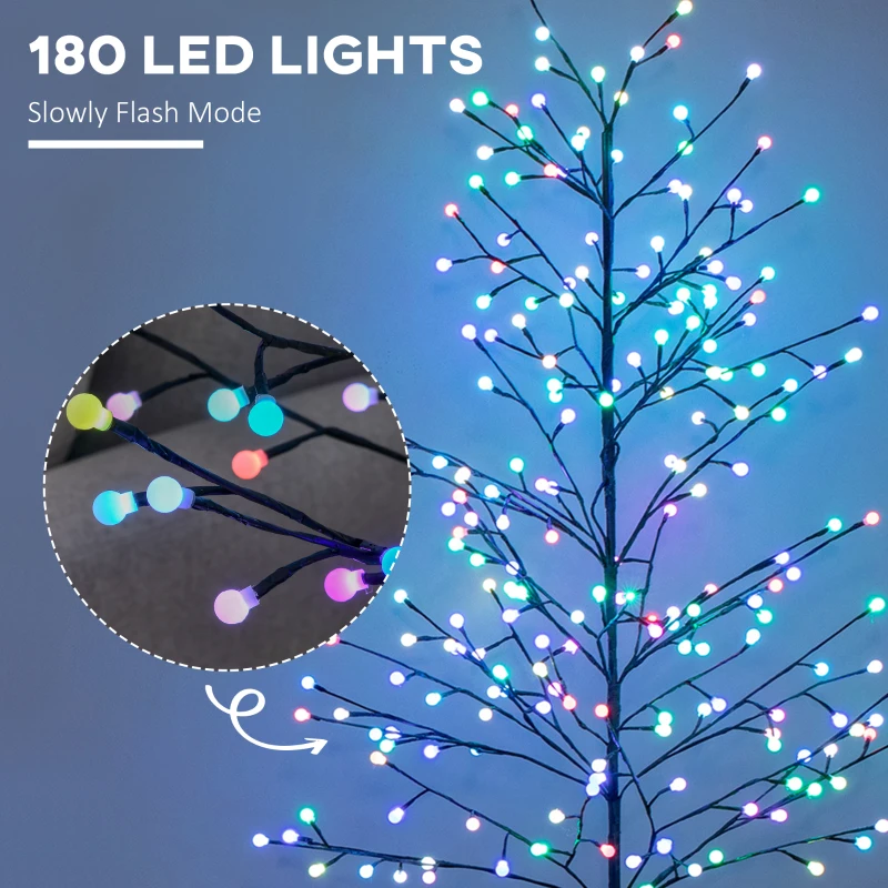 HOMCOM 6 ft. Artificial Tree Light with 180 Color Changing LED Lights for Home Parties, Indoor and Covered Outdoor Use
