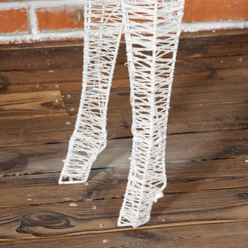 Outsunny Light Up Reindeer Christmas Decoration, Outdoor Lighted Deer Xmas Decor with 100 LED Lights and 4 Ground Stakes for Holiday, Lawn, Garden, Yard, White