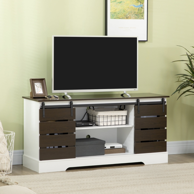 HOMCOM TV Stand Cabinet 50 Inch TV Sliding Doors Living Room