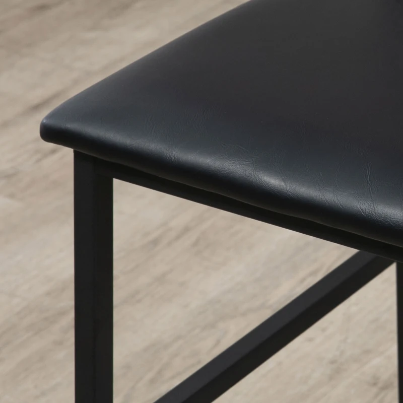 HOMCOM 3 Piece Bar Table and Chairs Set, Dining Table Set with PU Padded Stools and Steel Frame for Kitchen, Small Spaces, Brown