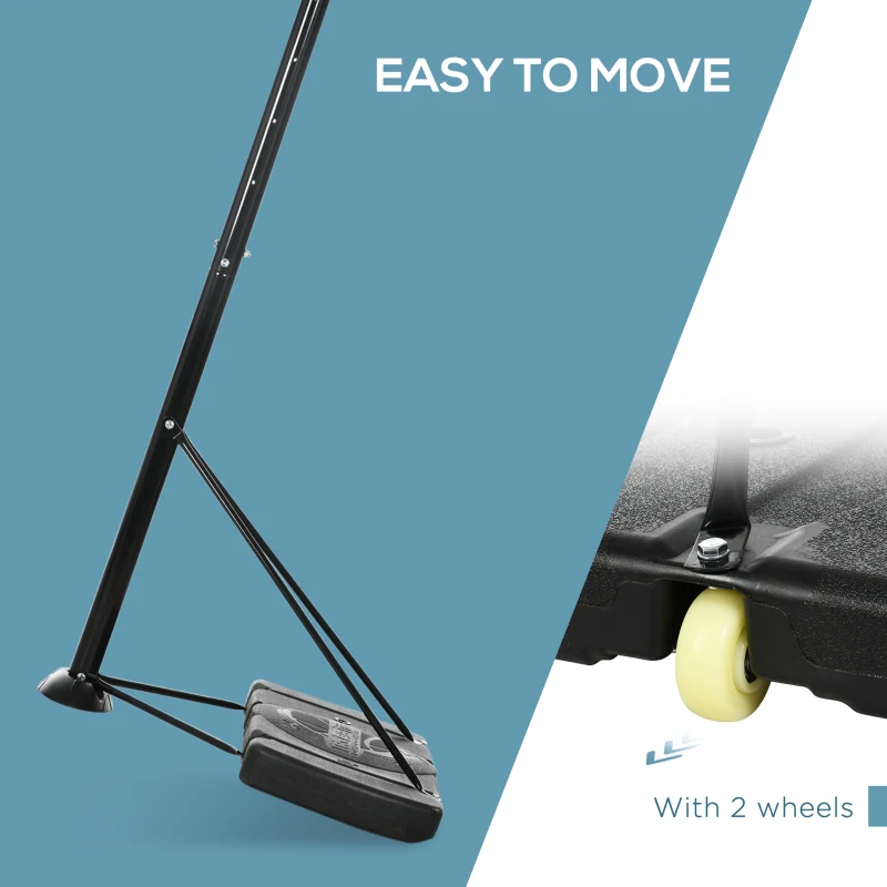 Soozier 7.5-10ft Portable Basketball Hoop Basketball Goal with High Strength 43'' PE Backboard, Wheels and Weighted Base