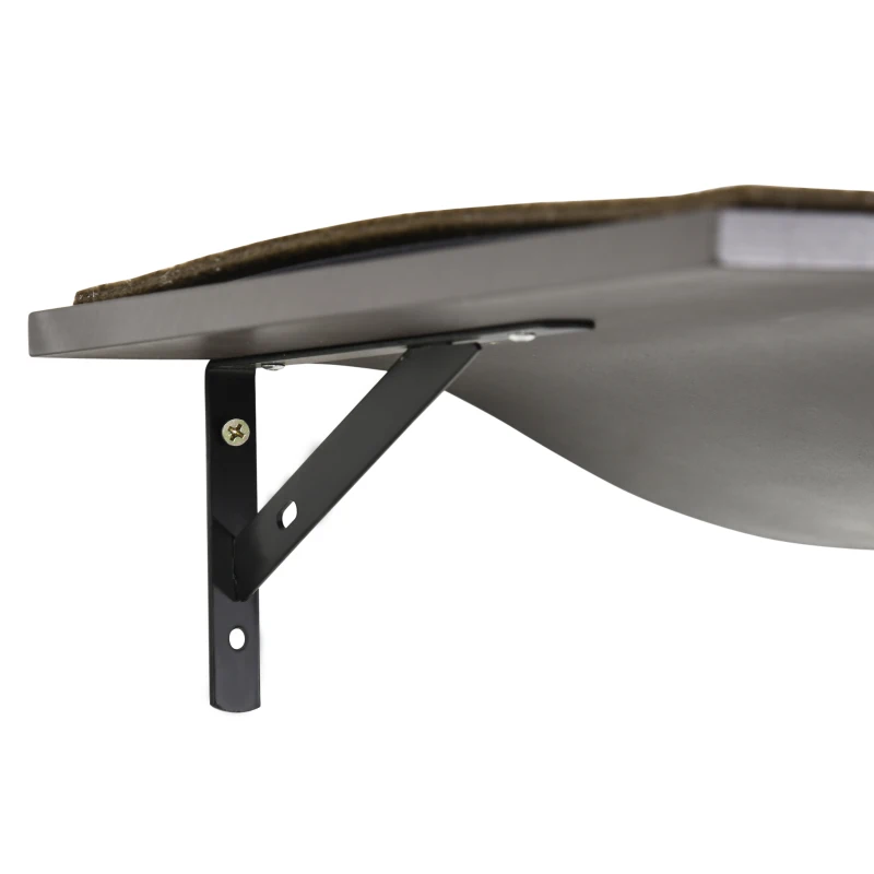 PawHut 2 pcs. Cat Wall Shelves, Pet Wall-mounted Climbing Shelf Set, Kitten Activity Center with Cushion, Jumping Platform, Ladder, Coffee Brown