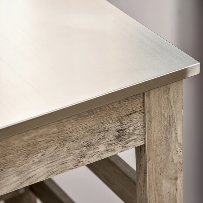 HOMCOM Kitchen Cart, Rolling Kitchen Island Utility Trolley with Stainless Steel Top