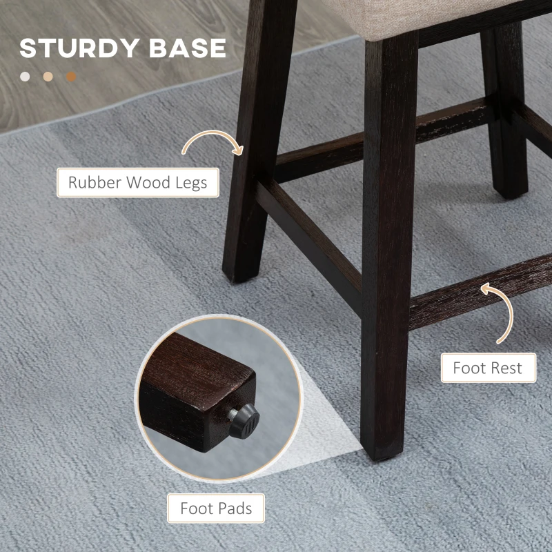 HOMCOM Counter Height Bar Stools, Swivel Bar Chairs, 25.5" High Fabric Tufted Breakfast Barstools for Kitchen, Set of 2, Beige