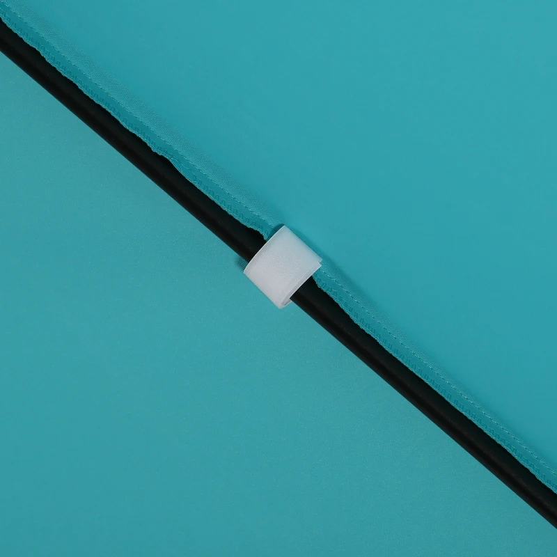 Outsunny 10ft Offset Patio Umbrella with Base, Double Top Hanging Aluminum Cantilever Umbrella with 360-degree Rotation, Easy Tilt, 8 Ribs, Crank, Cross Base, Cover, Strap, Light Blue