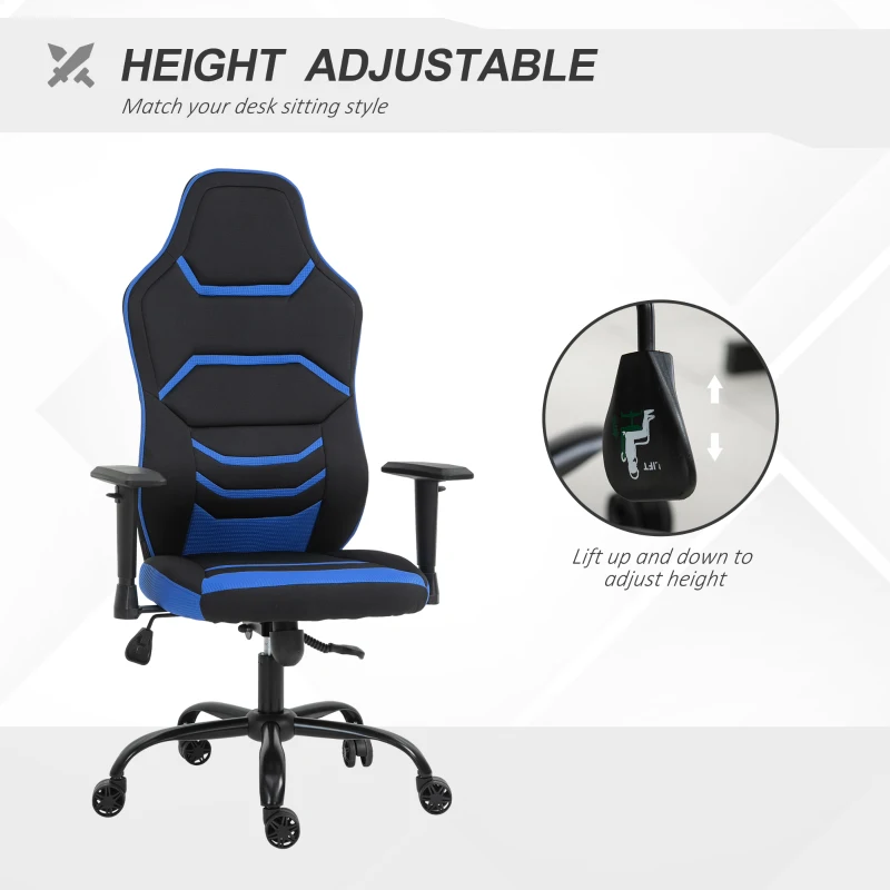 Vinsetto High Back Racing Style Gaming Office Chair Home Computer Task Chair with Armrest, Seat on Wheels, Tilt,  Blue