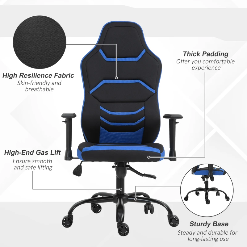 Vinsetto High Back Racing Style Gaming Office Chair Home Computer Task Chair with Armrest, Seat on Wheels, Tilt,  Blue