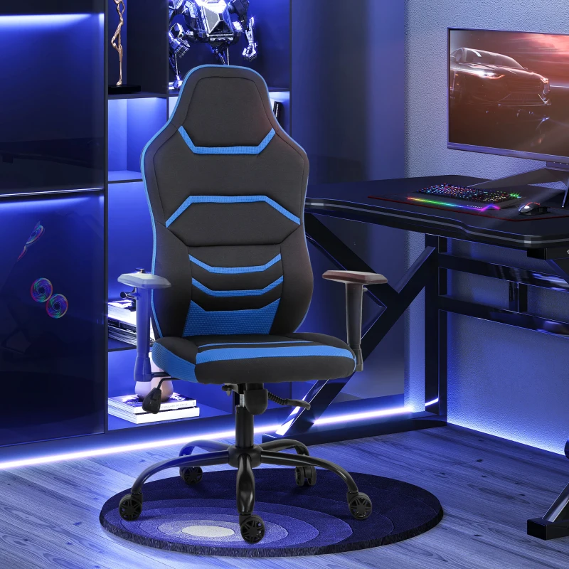 Vinsetto High Back Racing Style Gaming Office Chair Home Computer Task Chair with Armrest, Seat on Wheels, Tilt,  Blue