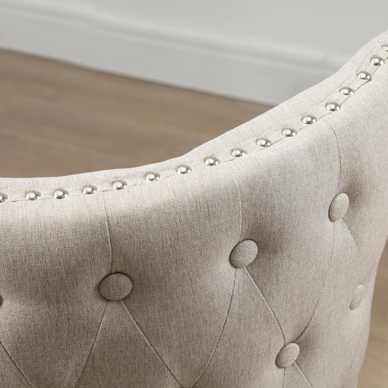 HOMCOM Dining Chairs Set of 2 with Wing Backrest, Cream