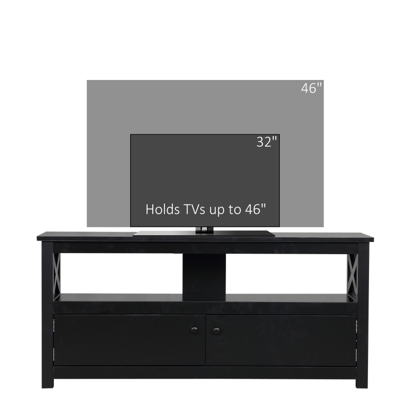 HOMCOM TV Stand, Entertainment Center with Storage, 46" TV Space, Black