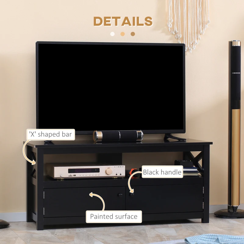 HOMCOM TV Stand, Entertainment Center with Storage, 46" TV Space, Black