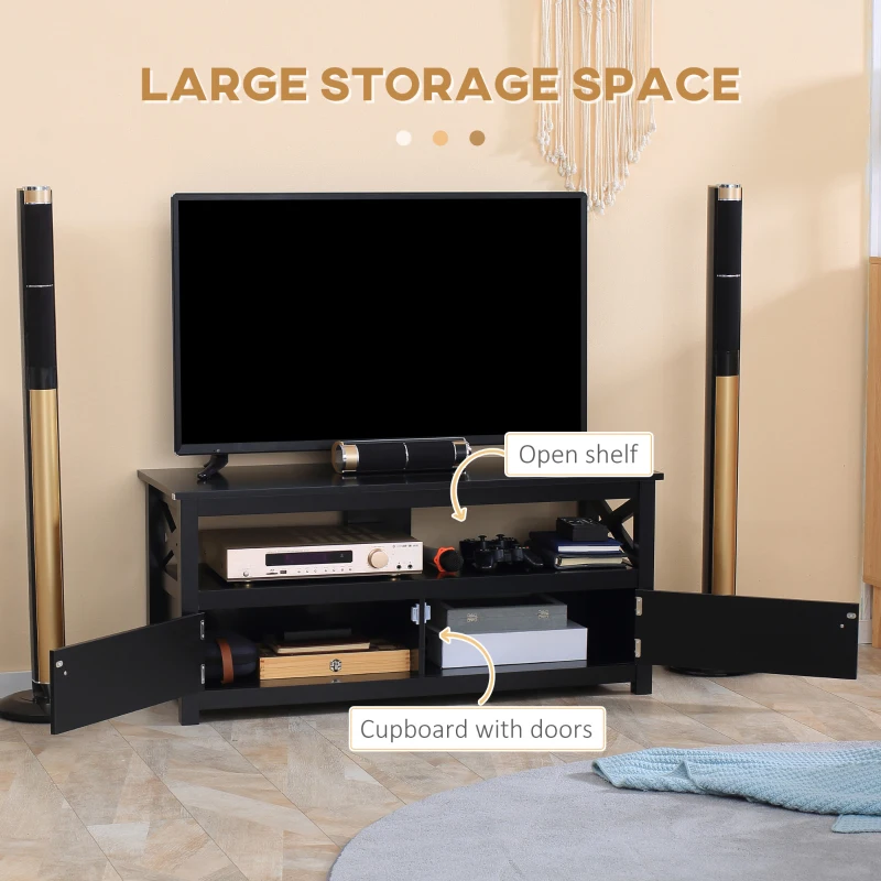 HOMCOM TV Stand, Entertainment Center with Storage, 46" TV Space, Black