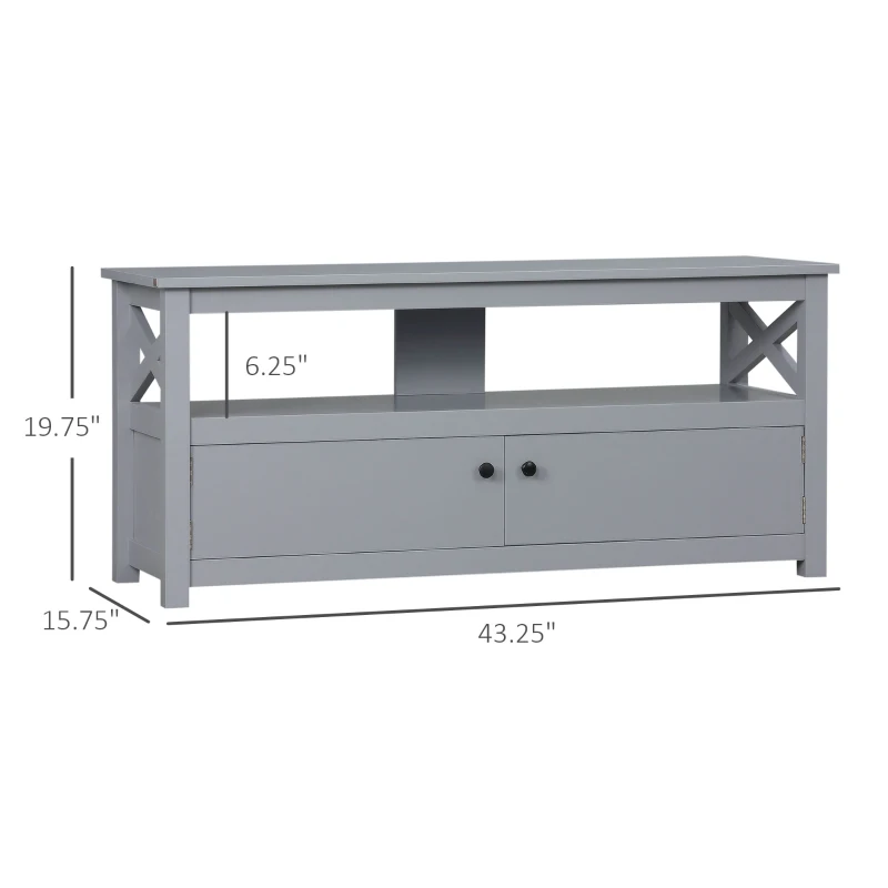 HOMCOM TV Stand, Entertainment Center with Storage, 46" TV Space, Gray