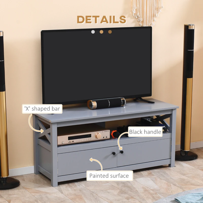 HOMCOM TV Stand, Entertainment Center with Storage, 46" TV Space, Gray