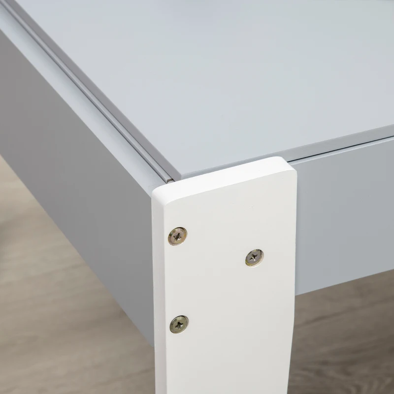 Qaba 3 Pcs Kids Table and Chair Set with Storage Under Tabletop, Activity Table and 2 Chairs, Kids Drawing Table for Playroom Furniture, Grey