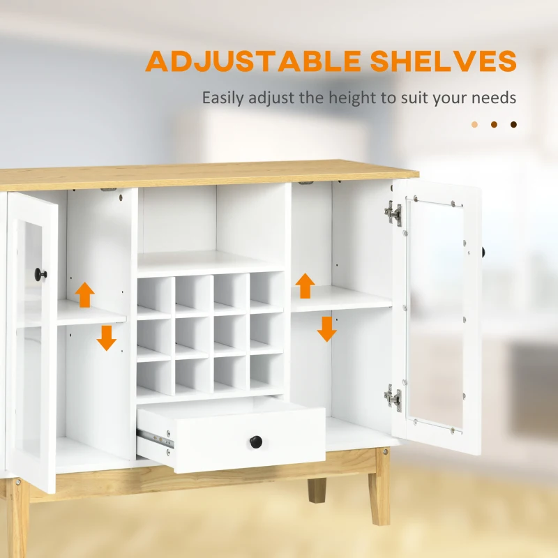 HOMCOM Bar Cabinet with Storage in 12-Bottle Wine Rack, Sideboard Buffet Cabinet Kitchen & Dining Room Cabinet, White