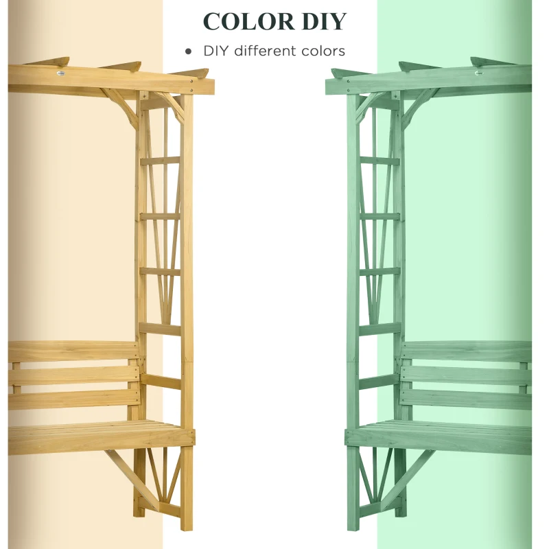 Outsunny Patio Wooden Bench, Outdoor Bench for Vines/Climbing Plants, Light Brown
