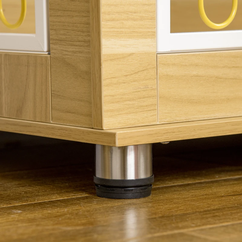 PawHut Dog Crate Side End Table Indoor with Soft Cushion, Double Doors, for Medium Large Dogs