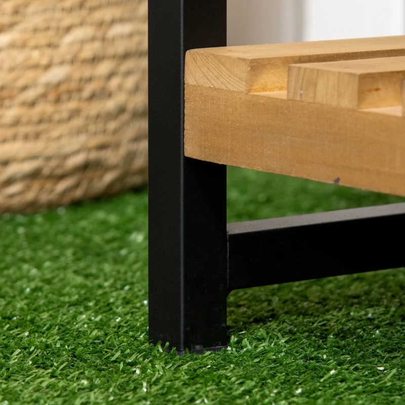 Outsunny 3 Tiered Plant Stand with Hanging Hooks, Flower Pot Holder for Indoor Outdoor Porch Balcony Living Room Bedroom