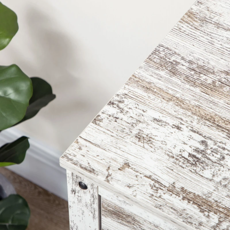 HOMCOM Industrial Sideboard Buffet Cabinet, Kitchen Cabinet with 2 Drawers, 2 Doors, Adjustable Shelf Coffee Bar Cabinet, Distressed White