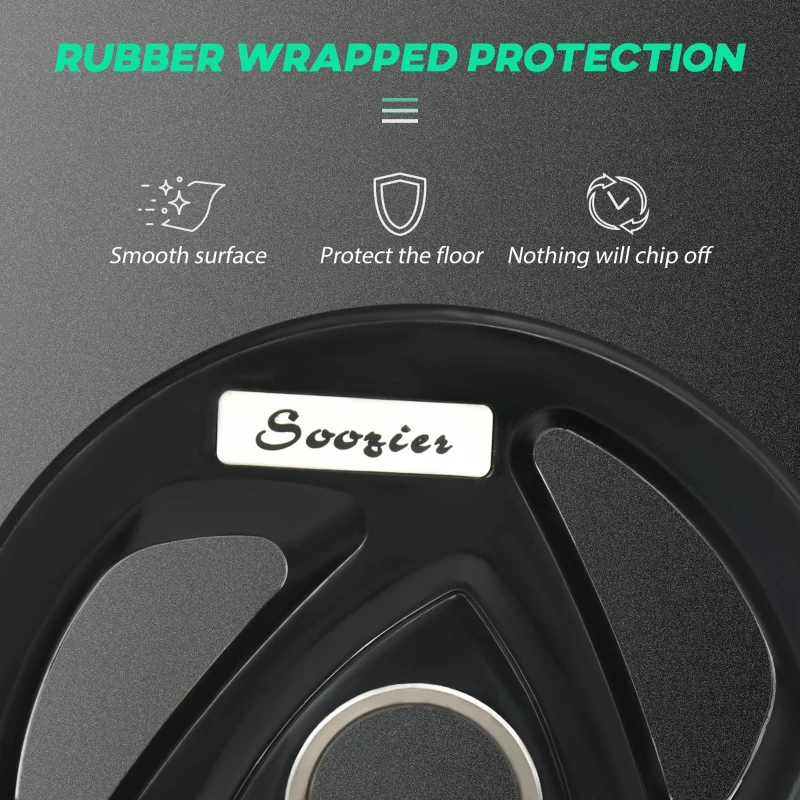 Soozier Olympic Weight Plates, Tri-Grip Free Weights Rubber Coated with 2'' Holes for Strength Training, 2 x 11lbs + 2 x 22lbs