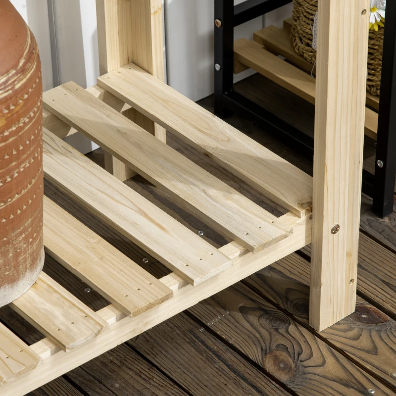 Outsunny Outdoor Potting Bench Wood Potting Table with Hidden Storage Box & Lower Shelf for Garden, Yard, Greenhouse