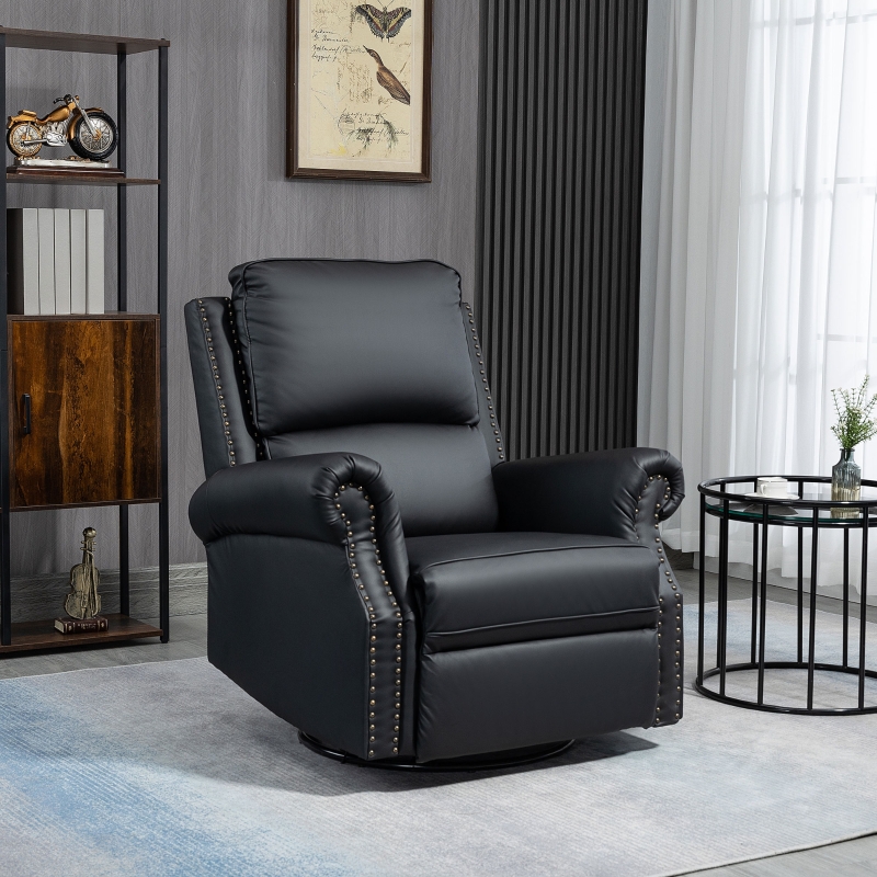 HOMCOM Manual Recliner Chair 360° Swivel Rocking Armchair Sofa with PU ...