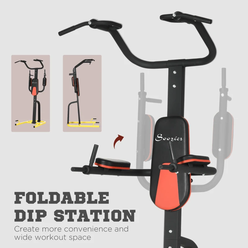 Soozier Multi-Function Power Tower, Pull Up Stand with Dip Station and Push-up Stand, Power Rack Home Gym Equipment