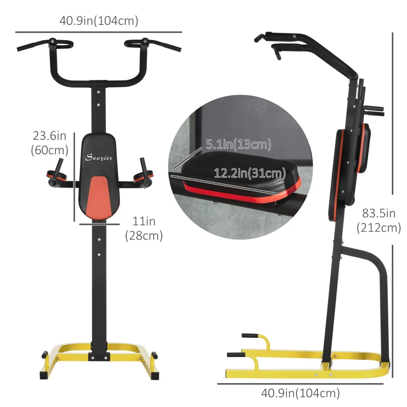 Soozier Multi-Function Power Tower, Pull Up Stand with Dip Station and Push-up Stand, Power Rack Home Gym Equipment